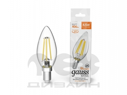   Gauss Basic Filament  4,5W 400lm 2700K E14 LED