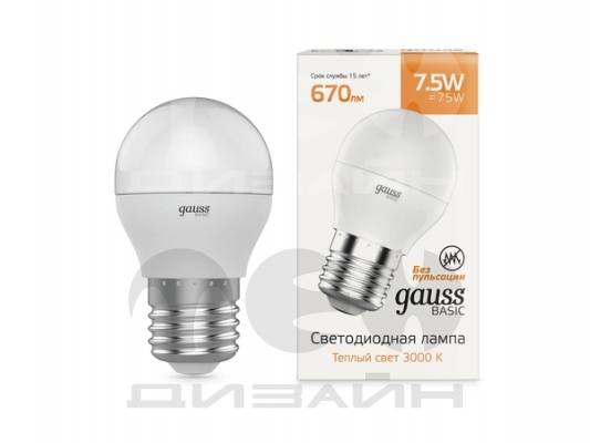   Gauss Basic  7,5W 670lm 3000K E27 LED