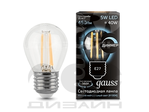   Gauss Filament  5W 450lm 4100K E27 