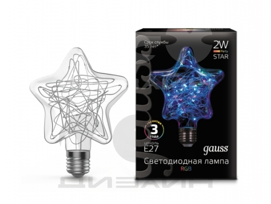   Gauss Filament Star 2W E27 RGB