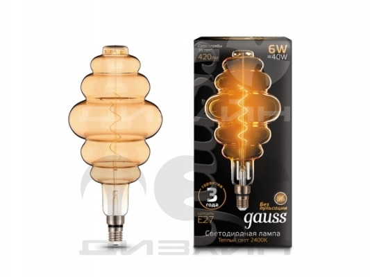   Gauss Filament Honeycomb 6W 420lm 2400K E27 golden flexible