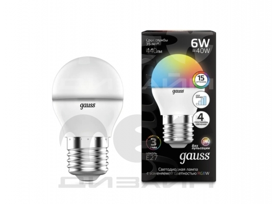   Gauss  G45 6W E27 RGBW+ LED