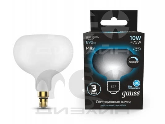   Gauss Filament A190 10W 890lm 4100K E27 milky  LED