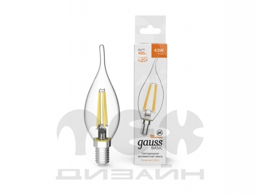   Gauss Basic Filament    4,5W 400lm 2700K E14 LED