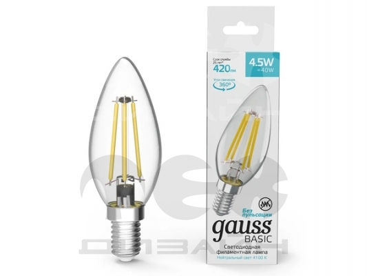   Gauss Basic Filament  4,5W 420lm 4100K E14 LED