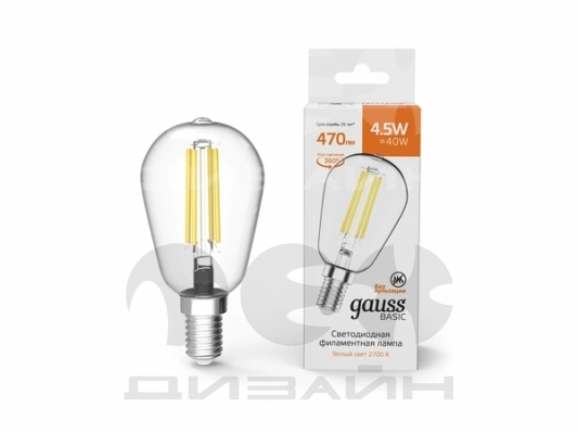   Gauss Basic Filament ST45 4,5W 470lm 2700K E14 LED