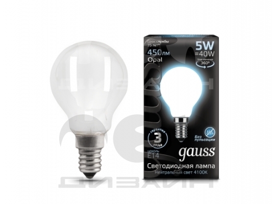  Gauss Filament  5W 450lm 4100K E14 milky
