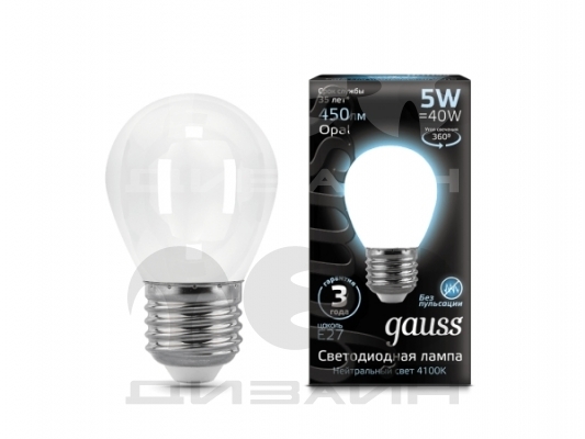   Gauss Filament  5W 450lm 4100K E27 milky